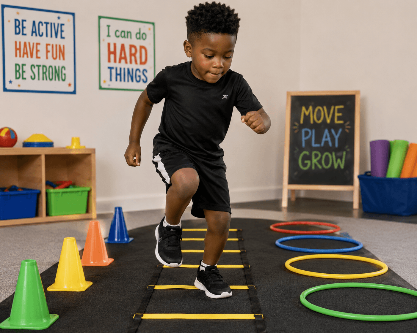 Child engaged in a therapeutic exercise session