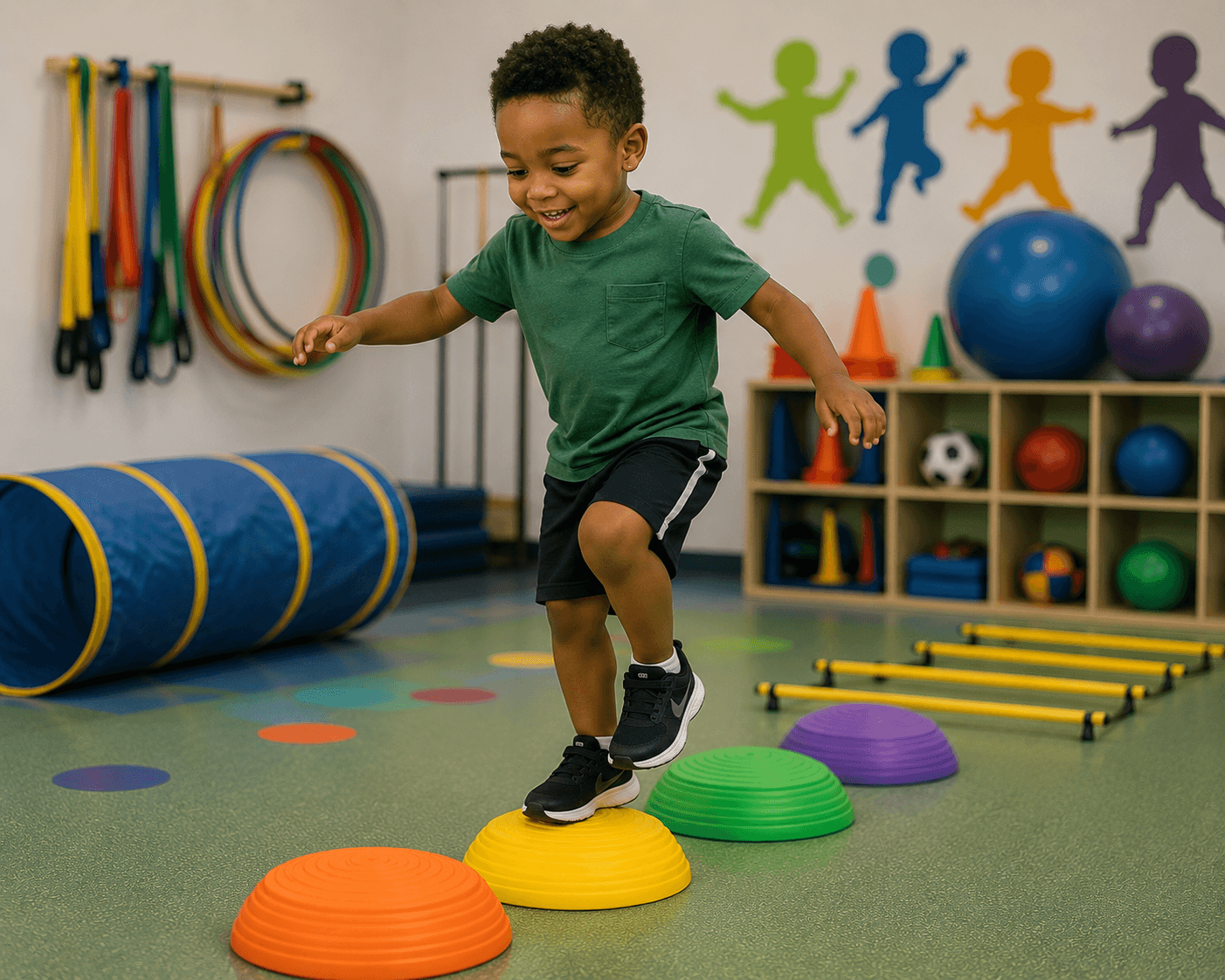Child enjoying structured and play-based exercise therapy